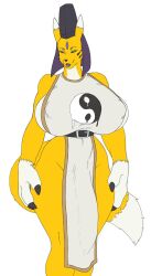 Rule 34 | 1girl, arms at sides, bottomless, breasts, digimon, digimon (creature), digimon tamers, highres, huge breasts, looking at viewer, taomon