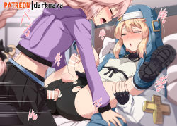 Rule 34 | 2boys, anal, anus cutout, astolfo (fate), astolfo (memories at trifas) (fate), bed, bike shorts, blonde hair, blush, braid, braided ponytail, bridget (guilty gear), clothed sex, covered erect nipples, crop top, crossdressing, crossover, darkmaya, erection, fate/apocrypha, fate/grand order, fate (series), guilty gear, guilty gear strive, hood, jacket, male penetrated, missionary, multiple boys, paid reward available, patreon username, penis, penis out, pink hair, sex, skirt, speed lines, spread legs, torn bike shorts, torn clothes, trait connection, trap, trap on trap, yaoi