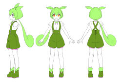 Rule 34 | 1girl, :3, \||/, a-pose, boots, brooch, character sheet, commentary, criss-cross suspenders, edomura niniko, full body, green brooch, green footwear, green hair, green shorts, highres, jewelry, long hair, multiple views, neck ribbon, official art, orange eyes, pink ribbon, puffy short sleeves, puffy shorts, puffy sleeves, ribbon, second-party source, shirt, shirt tucked in, short eyebrows, short sleeves, shorts, simple background, suspender shorts, suspenders, turnaround, v-shaped eyebrows, very long hair, voicevox, white background, white shirt, zundamon