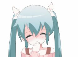 Rule 34 | &gt; &lt;, 00s, 1girl, animated, animated gif, aqua eyes, aqua hair, blowing kiss, blush, closed eyes, hatsune miku, kiss, long hair, looking at viewer, matching hair/eyes, o o, qys3, shy, simple background, solo, twintails, ugoira, upper body, vocaloid, white background