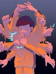 Rule 34 | 10s, 1boy, ^^^, afterimage, alternate costume, alternate eye color, arms up, bad id, bad twitter id, brown hair, bruce lee&#039;s jumpsuit, clenched hand, glowing, glowing eyes, gradient background, grin, long sleeves, looking at viewer, male focus, matsuno osomatsu, motion blur, osomatsu-kun, osomatsu-san, pants, red eyes, simple background, smile, smirk, solo, uneven eyes