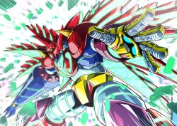 Rule 34 | cape, drill, emphasis lines, from side, getter robo, getter robo daikessen!, glowing, glowing eye, highres, mecha, no humans, nomayo, open hand, robot, science fiction, shin getter dragon, shin getter robo, solo, super robot, yellow eyes