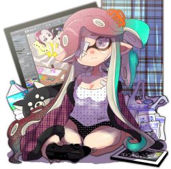 Rule 34 | + +, 3girls, bag, breasts, callie (splatoon), casual, caught, cephalopod eyes, chemise, cleavage, commentary request, controller, eyepatch, food, game controller, gradient hair, highres, implied yuri, inkling, inkling girl, inkling player character, isamu-ki (yuuki), lingerie, long hair, looking at viewer, medium breasts, medium hair, mole, mole under eye, monitor, multicolored hair, multiple girls, nightgown, nintendo, octoling, octoling player character, pajamas, panties, pocky, pointy ears, red hair, shopping bag, splatoon (series), splatoon 2, tears, tentacle hair, underwear