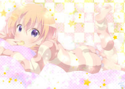 Rule 34 | 1girl, aosora neko, artist name, bad id, bad pixiv id, barefoot, blush, checkered background, chips (food), commentary request, dated, eating, feet, food, gochuumon wa usagi desu ka?, hair between eyes, holding, holding food, hood, hoodie, hoto cocoa, leg up, leg warmers, long hair, long sleeves, looking at viewer, loungewear, lying, on stomach, orange hair, polka dot, purple eyes, signature, soles, solo, star (symbol), striped clothes, striped hoodie, the pose, toes