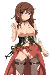 Rule 34 | 1girl, breasts, bruise, cleavage, clenched hand, game cg, injury, isabella (sakura dungeon), nipples, nude, pussy, sakura dungeon, torn clothes