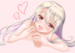 Rule 34 | 1girl, absurdres, bare shoulders, blush, collarbone, commentary request, fate/stay night, fate (series), fellatio, heart, heart-shaped pupils, highres, illyasviel von einzbern, long hair, looking at viewer, oral, penis, red eyes, rgrey00, saliva, solo focus, symbol-shaped pupils, tongue, tongue out