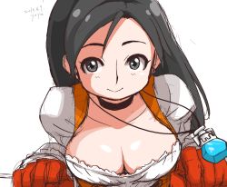 Rule 34 | 1girl, black eyes, black hair, bodysuit, breasts, choker, cleavage, closed mouth, commentary request, final fantasy, final fantasy ix, garnet til alexandros xvii, gloves, highres, jewelry, long hair, looking at viewer, necklace, orange bodysuit, solo, yuuya (blue scarab)