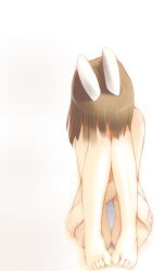 Rule 34 | 1girl, animal ears, barefoot, feet, gradient background, jirou (chekoro), original, rabbit ears, solo, toes, u-tan