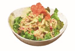 Rule 34 | bowl, edamame, food, food focus, hacotan (hakoniworks), lettuce, no humans, original, salad, simple background, still life, white background