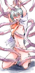 Rule 34 | 1boy, anal, blush, bottomless, lowres, male focus, male penetrated, nagisa kaworu, neon genesis evangelion, nipple stimulation, nipple tweak, open clothes, open mouth, open shirt, penis, rape, shirt, silver hair, sweat, tentaclejob, tentacles, tentacles on male, torn clothes