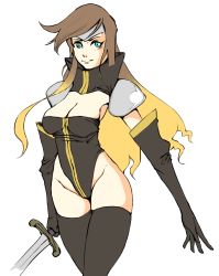 Rule 34 | 1girl, artist request, breasts, celes chere, cleavage, cosplay, crossover, drawfag, final fantasy, final fantasy vi, fusion, solo, source request, straight neck, tales of (series), tales of the abyss, tear grants