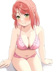 Rule 34 | 1girl, absurdres, bare shoulders, breasts, cleavage, highres, looking at viewer, love live!, love live! nijigasaki high school idol club, medium hair, red hair, samesuke (315samesuke), solo, swimsuit, uehara ayumu, yellow eyes