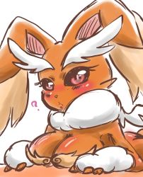 Rule 34 | 00s, 1girl, ?, black sclera, breasts, cleavage, colored sclera, creatures (company), female focus, furry, furry female, game freak, gen 4 pokemon, looking at viewer, lopunny, nintendo, no humans, pokemon, pokemon (creature), pokemon dppt, rabbit, red eyes, solo