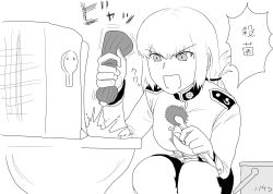 Rule 34 | 1girl, absurdres, bad id, bad twitter id, bucket, cleaning, fate/grand order, fate (series), florence nightingale (fate), forceps, greyscale, highres, long sleeves, monochrome, open mouth, shiromi (15741279), solo, squatting, squirting liquid, toilet, translated, white background