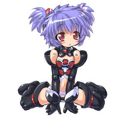 Rule 34 | 10s, 1girl, altines, bad id, bad pixiv id, blue hair, brown eyes, busou shinki, dd (ijigendd), doll joints, flat chest, joints, mecha musume, short twintails, simple background, solo, twintails, white background