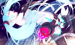 Rule 34 | 1girl, aqua hair, bad id, bad pixiv id, belt, binary, closed eyes, hatsune miku, highres, hisame, long hair, solo, twintails, vocaloid, vocaloid append