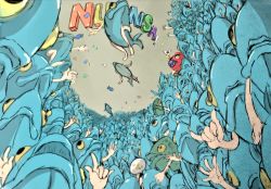 Rule 34 | character name, creature, crossover, crowd, fish, fishpeople, grey background, papuwa, simple background, slayers, speech bubble, tagme, tanno-kun, underwater, x x