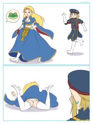 1boy 1girl ass falling frog highres nintendo panties princess_zelda the_legend_of_zelda underwear