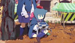Rule 34 | 10s, 1girl, animated, animated gif, brown socks, constanze amalie von braunschbank-albrechtsberger, firing, gun, indian style, little witch academia, loafers, miniskirt, on one knee, outdoors, school uniform, shoes, short hair, sitting, skirt, socks, solo, solo focus, thighhighs, weapon, witch, zettai ryouiki