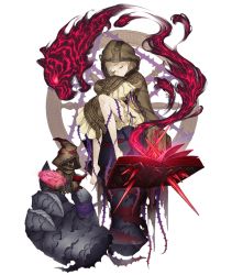 Rule 34 | 1girl, angelic alphabet, barefoot, blonde hair, book, briar rose (sinoalice), coat, crystal, closed eyes, frills, full body, giant hand, hood, hood up, hooded coat, ji no, official art, oversized clothes, sinoalice, sleeping, sleeves past wrists, smoke, solo, stuffed toy, tattoo, thorns, tiger, torn clothes, transparent background, wheel, wide sleeves