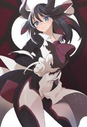 1girl black_hair breasts claws closed_mouth dragon_girl dragon_horns dragon_tail dragon_wings dragonmaid_sheou duel_monster glasses green_eyes highres horns house_dragonmaid kokodari large_breasts long_hair navel simple_background solo tail thick_thighs thighs transformation white_background wings yu-gi-oh!