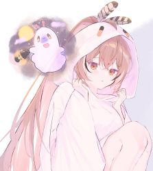 Rule 34 | 1girl, :d, ahoge, boomei (nanashi mumei), brown eyes, brown hair, cloud, cloudy sky, feather hair ornament, feathers, full moon, hair ornament, hairclip, highres, hololive, hololive english, hood, hoodie, lantern, long hair, looking at viewer, moon, multicolored hair, nakonako3324, nanashi mumei, open mouth, oversized clothes, ponytail, sky, smile, streaked hair, triangle mouth, very long hair, virtual youtuber, white hoodie, wide sleeves