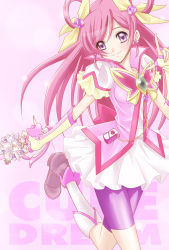 Rule 34 | 00s, 1girl, bad id, bad pixiv id, boots, bow, brooch, bug, butterfly, butterfly earrings, character name, cure dream, dress, earrings, energy sword, eyelashes, flower, gem, gloves, green gemstone, hair flower, hair ornament, hair ribbon, hair rings, head tilt, high collar, highres, holding, holding sword, holding weapon, insect, jewelry, kojikoji, long hair, magical girl, pink hair, pink theme, pointing, precure, purple background, purple eyes, purple shorts, ribbon, shorts, shorts under dress, shorts under skirt, simple background, skirt, smile, solo, sword, wand, weapon, yes! precure 5, yes! precure 5 gogo!, yumehara nozomi
