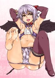 Rule 34 | 10s, 1girl, :d, androgynous, armpits, blush, boots, breasts, brown eyes, chain, cleavage cutout, clothing cutout, collar, cuffs, cum, cum on body, cum on lower body, elbow gloves, erection, erection under clothes, feet, futanari, gloves, grey hair, hair ornament, hairclip, heart, heart cutout, idolmaster, idolmaster cinderella girls, koshimizu sachiko, leg up, male focus, navel, nipples, open mouth, ozawa reido, panties, panty pull, penis, purple footwear, shoes, short hair, single shoe, small breasts, smile, solo, underwear, white panties, wings