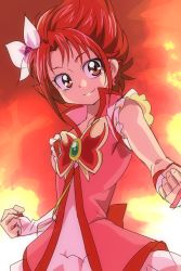 Rule 34 | 00s, 1girl, bad id, bad pixiv id, clenched hands, cure rouge, magical girl, natsuki rin, oimanji, precure, red eyes, red hair, short hair, sketch, smile, solo, yes! precure 5