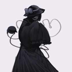 Rule 34 | 1girl, @ @, absurdres, blouse, bow, dress, eyeball, frilled sleeves, frills, greyscale, hat, hat bow, heart, heart of string, highres, kelbhin, komeiji koishi, limited palette, long dress, long sleeves, looking at viewer, monochrome, one eye covered, open mouth, shirt, short hair, simple background, sleeves past wrists, smile, solo, third eye, touhou, white background