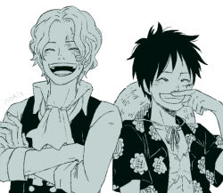 Rule 34 | 2boys, brothers, crossed arms, dressrosa, hawaiian shirt, male focus, monkey d. luffy, monochrome, multiple boys, one piece, sabo (one piece), scar, shirt, siblings, smile, stampede string, tamaki26j