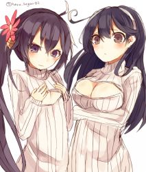 Rule 34 | 10s, 2girls, akebono (kancolle), artist request, kantai collection, multiple girls, open-chest sweater, tagme, ushio (kancolle)