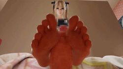 Rule 34 | 1girl, 3d, angry, animated, animated gif, barefoot, bazett, blonde hair, dead or alive, feet, foot focus, footjob, long hair, looking at viewer, marie rose, soles, toes, twintails