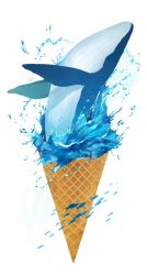 Rule 34 | fish, food, humpback whale, ice cream, ice cream cone, original, school of fish, shio 28, signature, simple background, soft serve, water, whale, white background