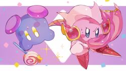 Rule 34 | 2boys, blue eyes, candy, cape, commentary request, cosplay, food, gloves, kirby, kirby (series), looking at viewer, male focus, meta knight, meta knight (cosplay), multiple boys, nintendo, no mask, purple footwear, red footwear, user gaje3724, yellow eyes