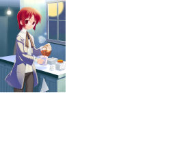 Rule 34 | 1girl, coffee, glasses, pouring, red eyes, red hair, short hair, solo, takeda mika, window