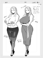 Rule 34 | breasts, concept art, dress, high heels, highres, kuro (jyupiter), large areolae, large breasts, mole, mole under mouth, sketch