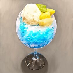 Rule 34 | bcd, drink, food, food focus, food request, grey background, highres, no humans, original, shadow, shaved ice, simple background, still life