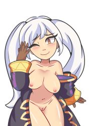 Rule 34 | 1girl, absurdres, breasts, fire emblem, fire emblem awakening, highres, large breasts, nintendo, nude, robin (female) (fire emblem), robin (fire emblem), smile, solo, twintails, white hair