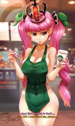 Rule 34 | 1girl, absurdres, breasts, highres, one piece, perona, pink hair, solo, starbucks
