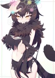 ... 1girl 1other alternate_costume animal_ears black_hair black_serval_(kemono_friends) black_skirt blush breasts brown_hair cat_ears cat_girl cat_tail closed_mouth commentary_request commission cowboy_shot fur_collar gloves hand_on_another&#039;s_head headpat holding_another&#039;s_hair kemono_friends kemono_friends_3 kitsunetsuki_itsuki large_breasts looking_to_the_side medium_hair microskirt midriff multicolored_hair navel out_of_frame skeb_commission skirt solo_focus spoken_ellipsis stomach tail tank_top torn_clothes torn_skirt torn_tank_top underboob yellow_eyes