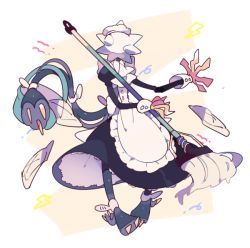 Rule 34 | apron, artist request, broom, enmaided, maid, no humans, pokemon, pokemon sm, solo, ultra beast, xurkitree