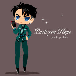 Rule 34 | 1boy, :&gt;, air pods, airpods, black hair, blue eyes, brown background, cellphone, character name, earphones, english text, green pants, hand on own hip, highres, ice skates, jean-jacques leroy, kaorin minogue, male focus, pants, phone, skates, smartphone, sparkle, star-shaped pupils, star (symbol), symbol-shaped pupils, wireless earphones, yuri!!! on ice