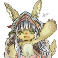 Rule 34 | 10s, artist request, rabbit, furry, grey hair, made in abyss, nanachi (made in abyss), yellow eyes