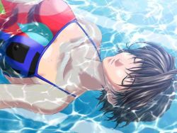 Rule 34 | 1girl, akogare, closed eyes, pool, rin kyoutarou, solo, swimsuit, tagme, water