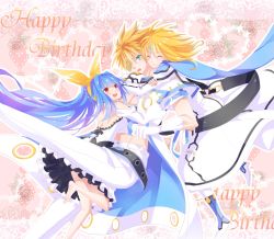 Rule 34 | 1girl, 2boys, arc system works, bad id, bad pixiv id, barefoot, blonde hair, blue hair, cape, dizzy (guilty gear), eyepatch, closed eyes, family, father and son, gloves, guilty gear, guilty gear 2, hair ribbon, happy birthday, highres, hug, hug from behind, husband and wife, kito shinohara, ky kiske, long hair, mother and son, multiple boys, red eyes, ribbon, sin kiske, spiked hair