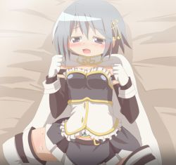 Rule 34 | 10s, 1girl, animated, animated gif, bad id, bad nicoseiga id, blue eyes, blue hair, blush, bouncing breasts, breasts, cape, clenched hand, clenched hands, clothed sex, fortissimo, gloves, hair ornament, hangaku, highres, mahou shoujo madoka magica, mahou shoujo madoka magica (anime), matching hair/eyes, miki sayaka, musical note, musical note hair ornament, neck brace, open mouth, sex, short hair, skirt, small breasts, solo, spread legs, sweat, thighhighs