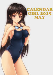 Rule 34 | 1girl, absurdres, black hair, brown eyes, goggles, goggles around neck, highres, long hair, one-piece swimsuit, original, sawwei005, solo, standing, swimsuit