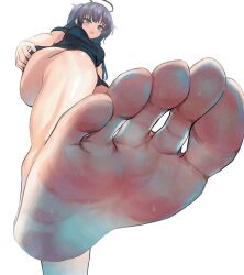 Rule 34 | 1girl, animated, animated gif, artist request, barefoot, blue archive, blue eyes, blue hair, blush, dark blue hair, feet, foot focus, kukoi, long hair, looking at viewer, open mouth, pov, short twintails, soles, steam, sweat, toes, twintails, yuuka (blue archive)