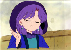 Rule 34 | 1990s (style), akazukin chacha, closed eyes, hood, purple hair, yakko